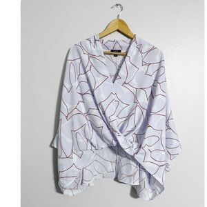 Alfani Printed High Low Cross Over Tunic Top